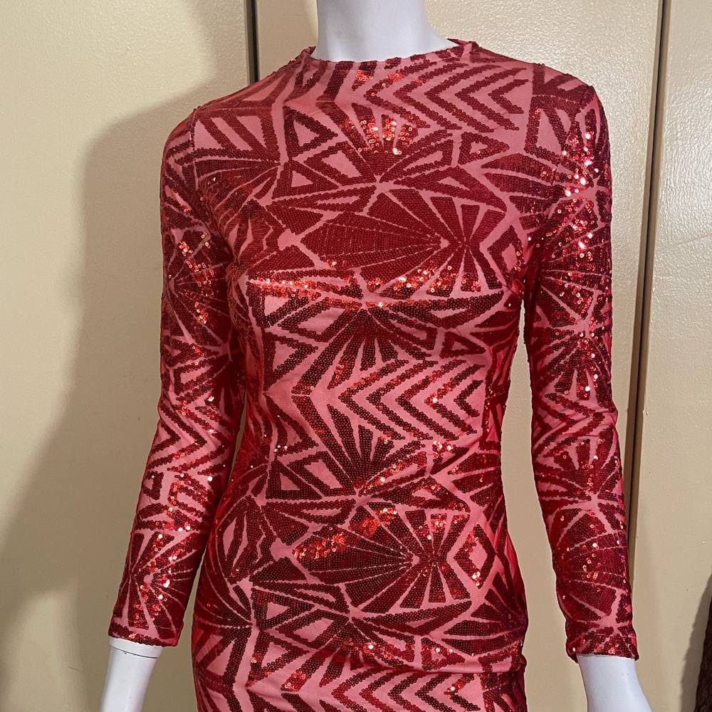 Sequin mini illusion dress